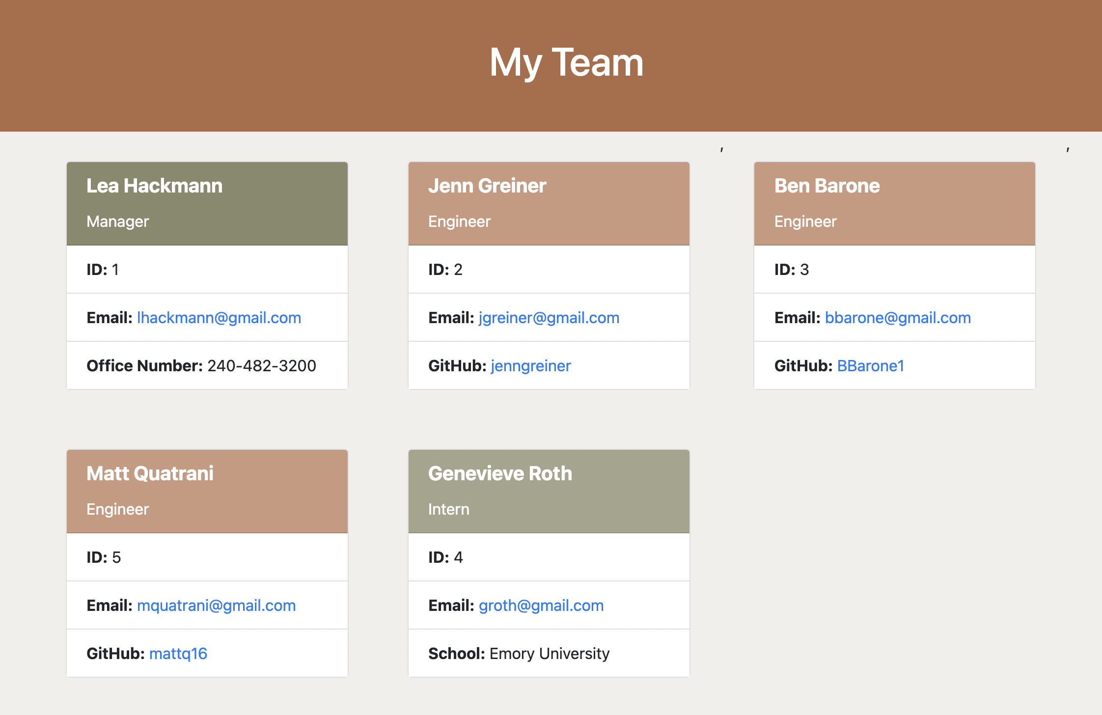 Team Profile Generator